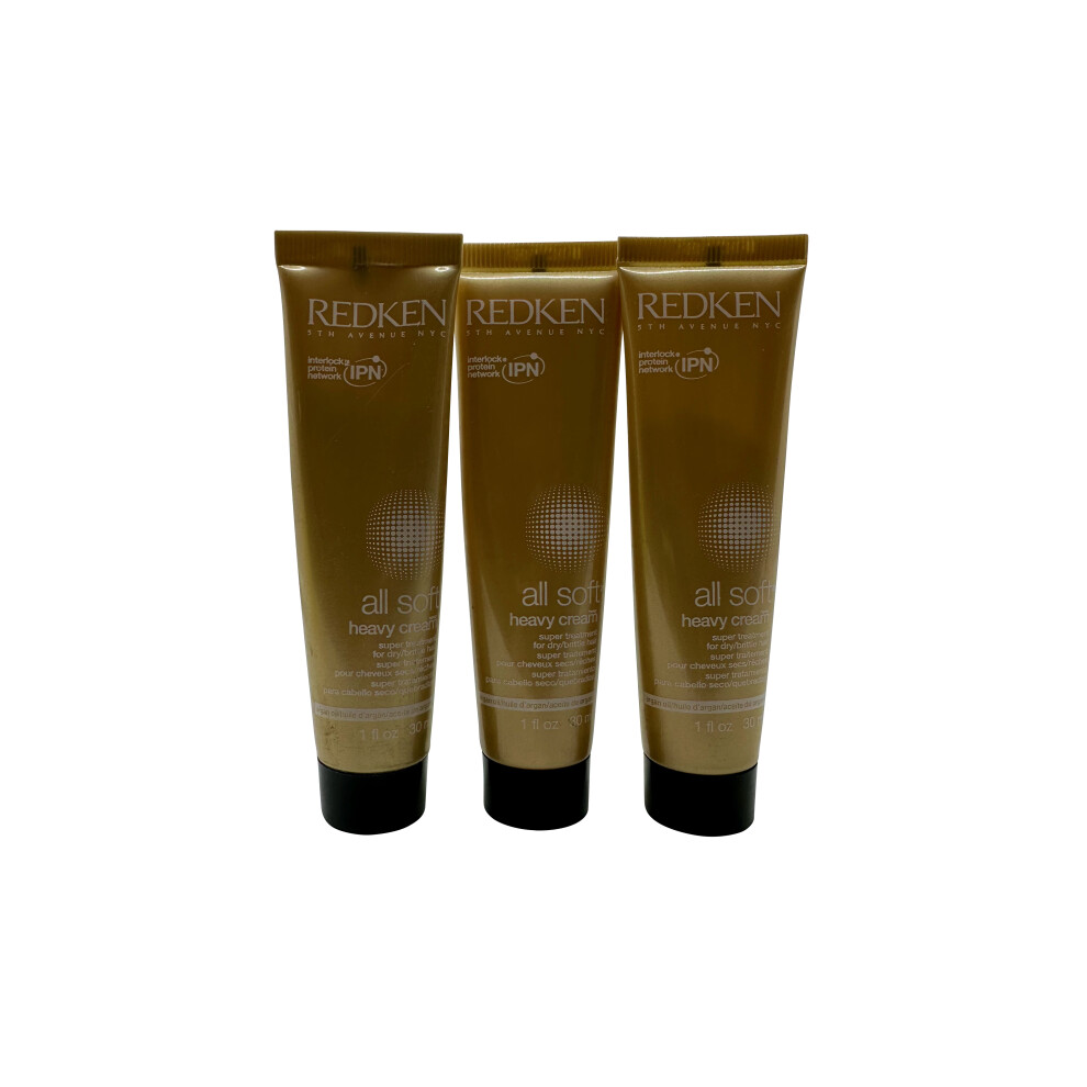 Redken All Soft Heavy Cream Super Treatment Dry & Brittle Hair 1 OZ Set of 3