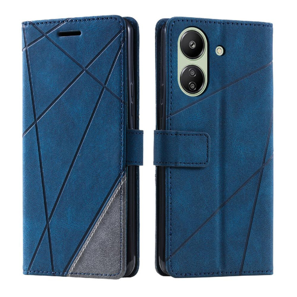 (Blue) Case For Xiaomi Poco C65 Wallet Flip Folio Magnetic Pu Leather Shockproof Card Holder Kickstand Blue 764762570569
