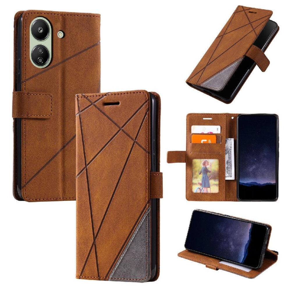 (Brown) Case For Xiaomi Redmi 13C Pu Leather Card Holder Kickstand Magnetic Shockproof Wallet Flip Folio Brown 764762570651