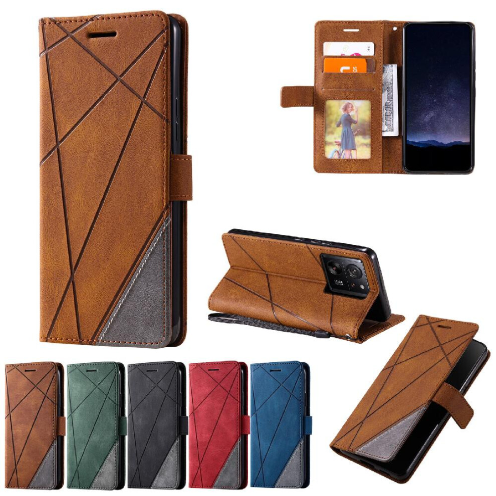 (Brown) Case For Xiaomi 13T/13T Pro Wallet Flip Folio Shockproof Magnetic Card Holder Kickstand Pu Leather Brown 764762570811