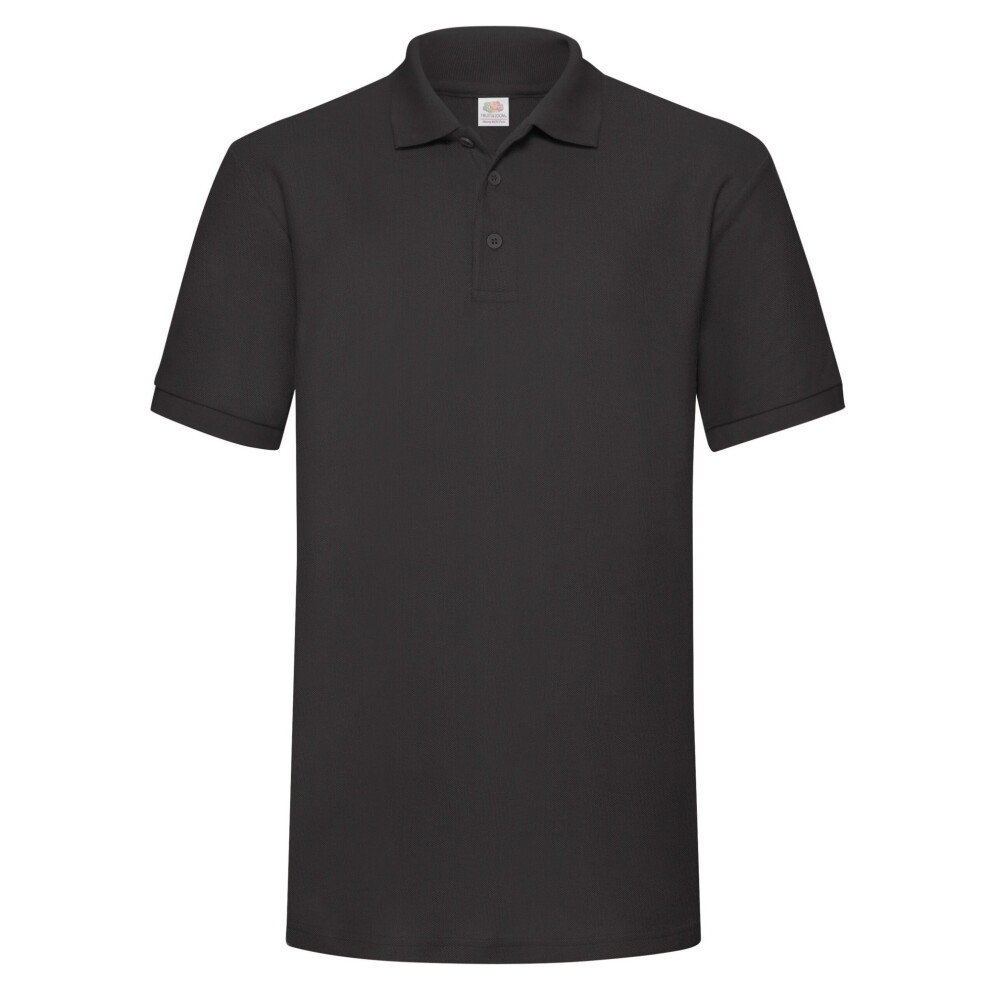 (S, Black) Fruit of the Loom Mens Polycotton Pique Heavy Polo Shirt
