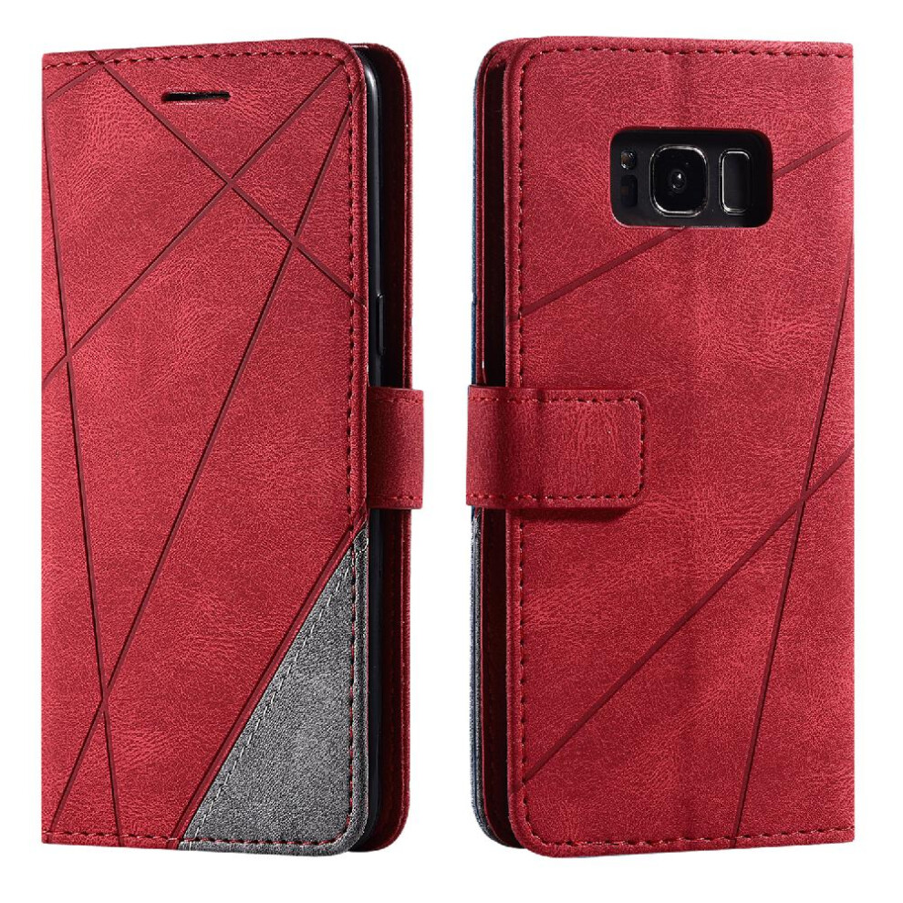 (Red) Case For Samsung Galaxy S8 Shockproof Pu Leather Magnetic Card Holder Kickstand Wallet Flip Folio Red 764762572099