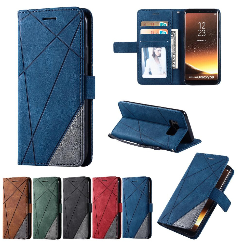(Blue) Case For Samsung Galaxy S8 Shockproof Pu Leather Magnetic Card Holder Kickstand Wallet Flip Folio Blue 764762572082