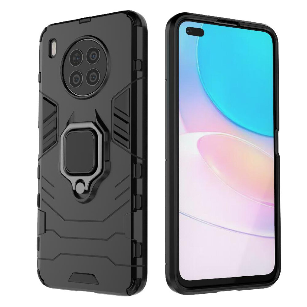 (Black) Case For Huawei Nova 8I Shockproof Cover Kickstand 360Rotating Ring Military Drop Protection Black 764762572136