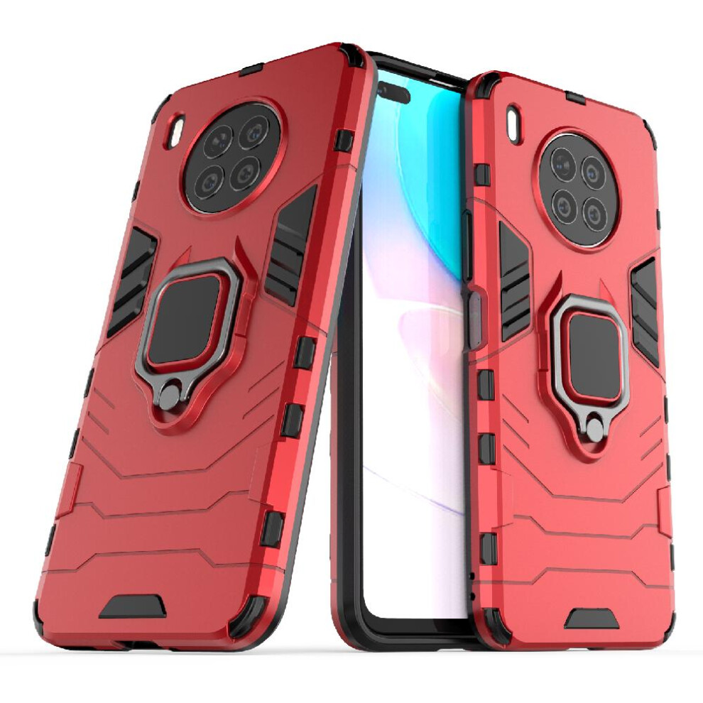 (Red) Case For Huawei Nova 8I Shockproof Cover Kickstand 360Rotating Ring Military Drop Protection Red 764762572143