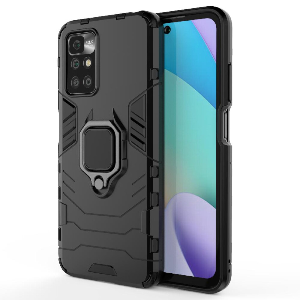 (Black) Case For Xiaomi Redmi 10 4G 360Rotating Ring Shockproof Cover Kickstand Military Drop Protection Black 764762572211