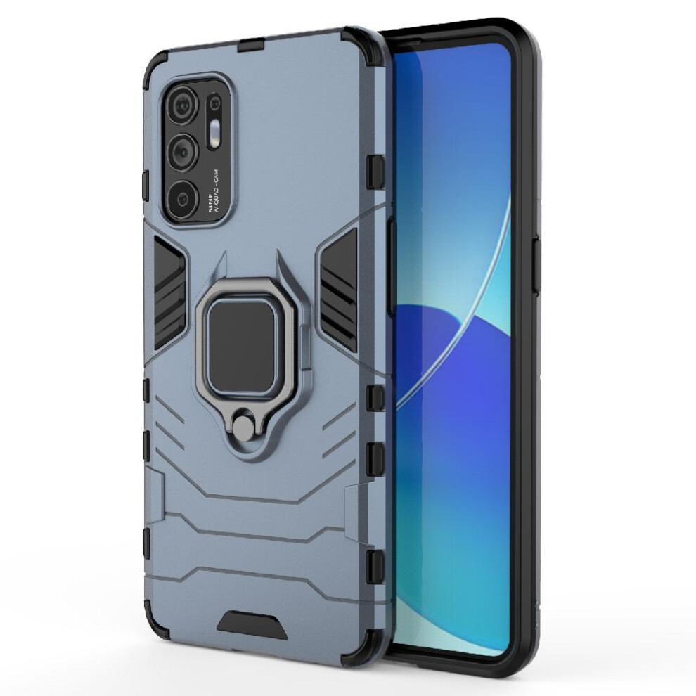 ( ) Case For Oppo Reno 6 4G Military Drop Protection Shockproof Cover Kickstand 360Rotating Ring Gray 764762572440