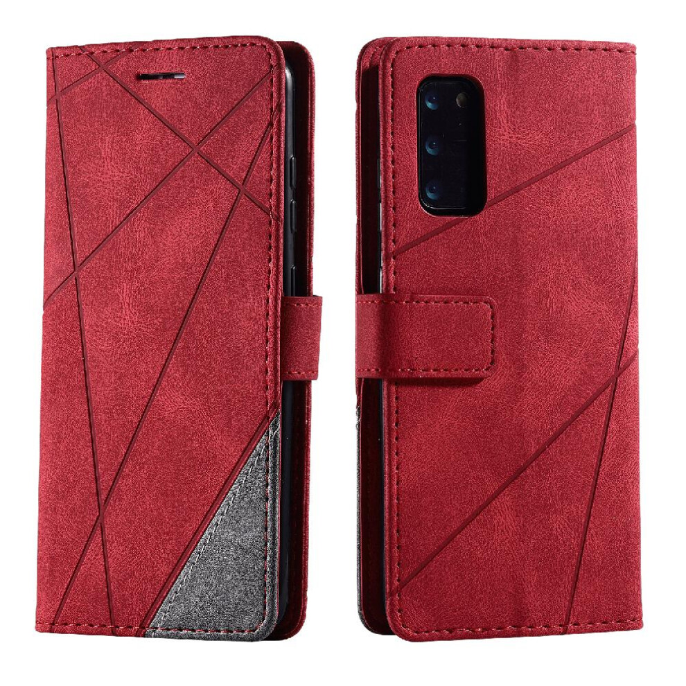 (Red) Case For Samsung Galaxy S20 Magnetic Card Holder Kickstand Wallet Flip Folio Shockproof Pu Leather Red 764762572563
