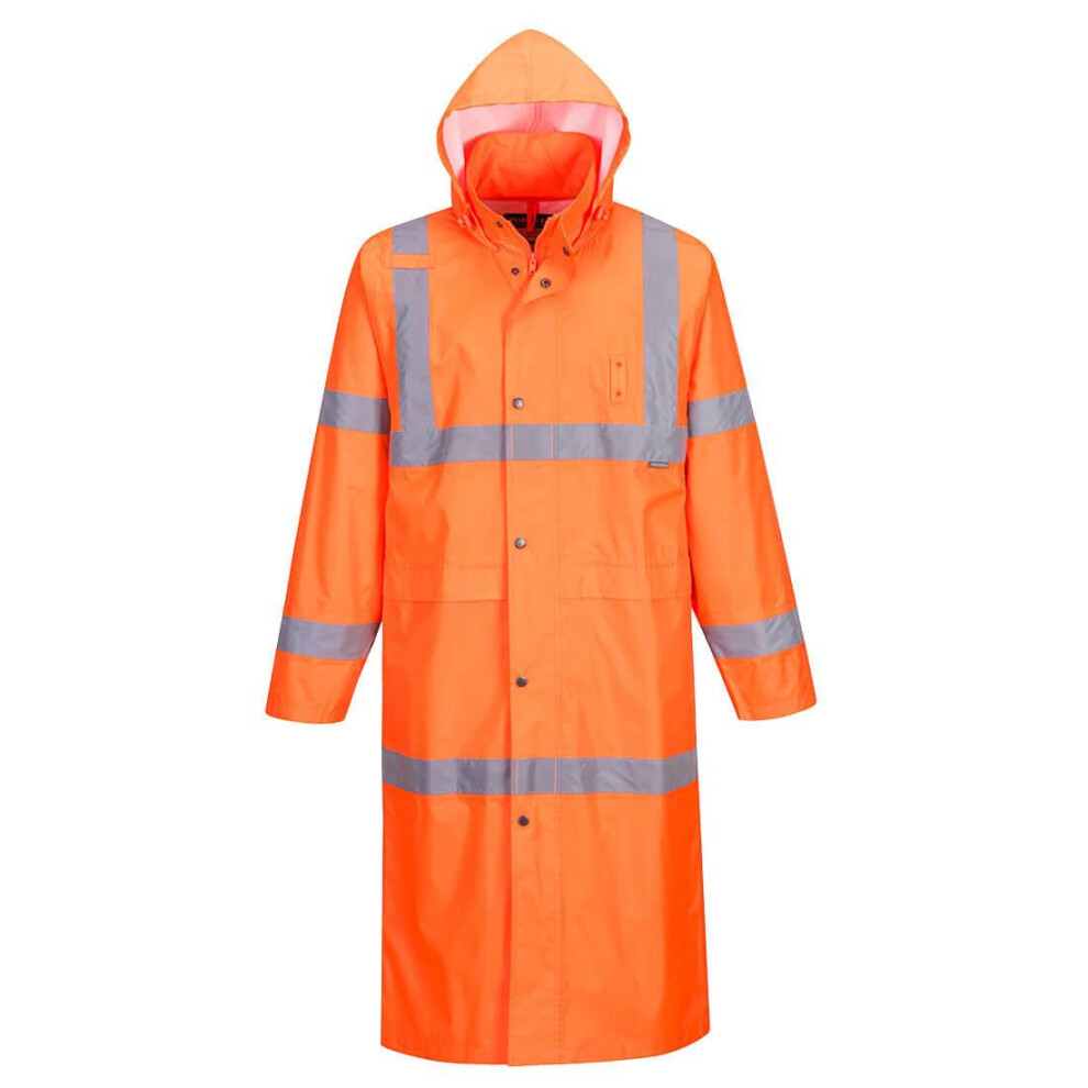 (L, Orange) Portwest Mens Hi-Vis Raincoat