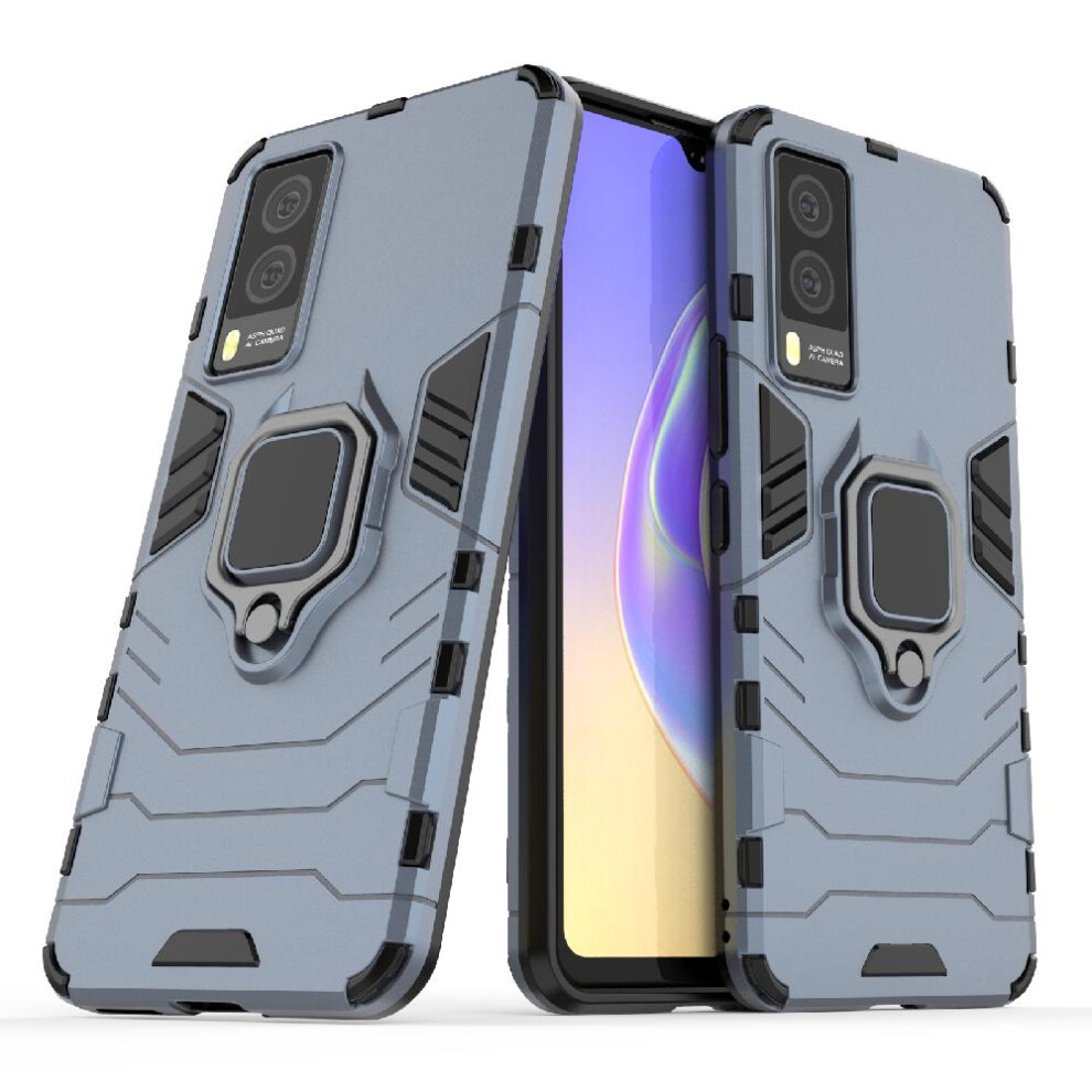 ( ) Case For Vivo V21e 5G Military Drop Protection Kickstand 360Rotating Ring Shockproof Cover Gray 764762573430