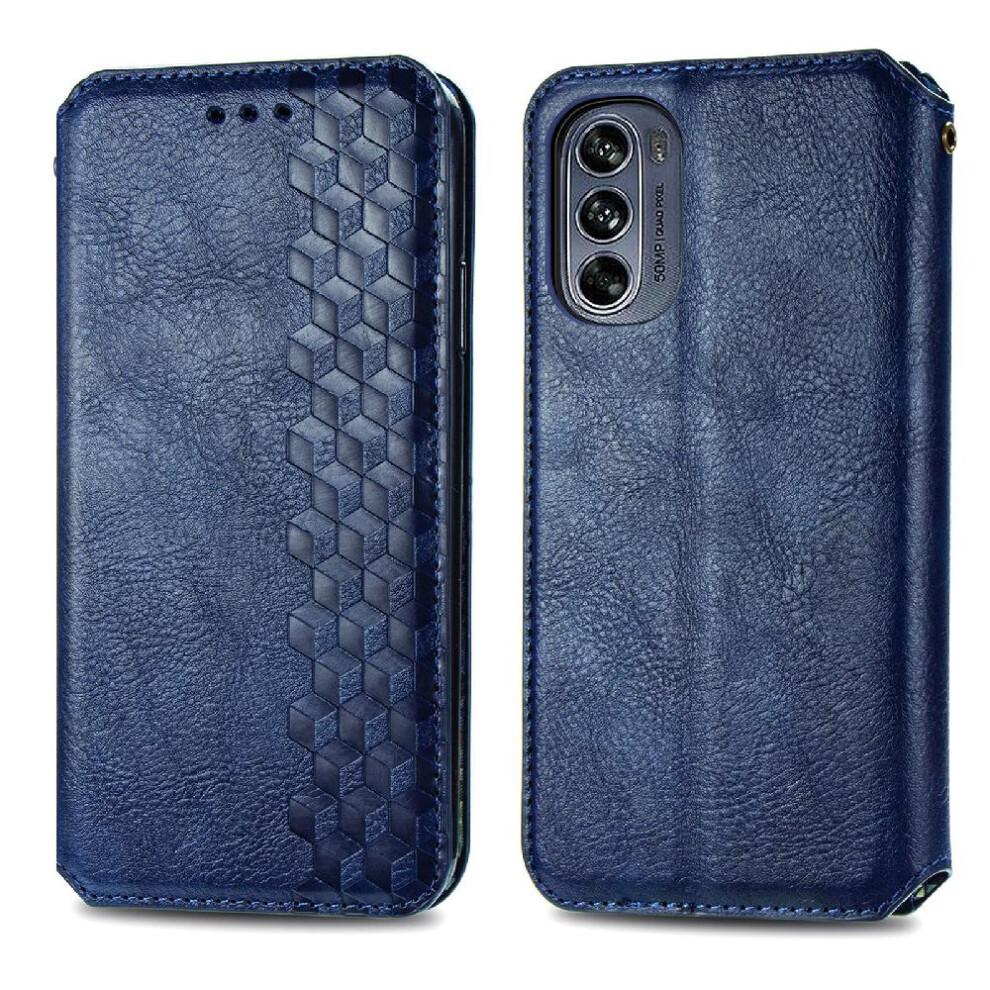 (Blue) Case For Motorola Moto G62 Leather Case Exquisite Business Flip Cover Fashion Design Wallet Function Blue 764762575113