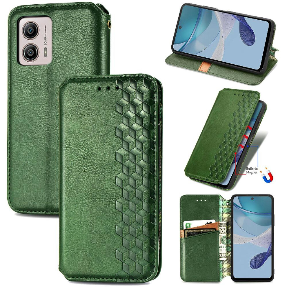 (Green) Case For Motorola Moto G53 5G Flip Cover Wallet Function Exquisite Business Leather Case Fashion Design Green 764762575397