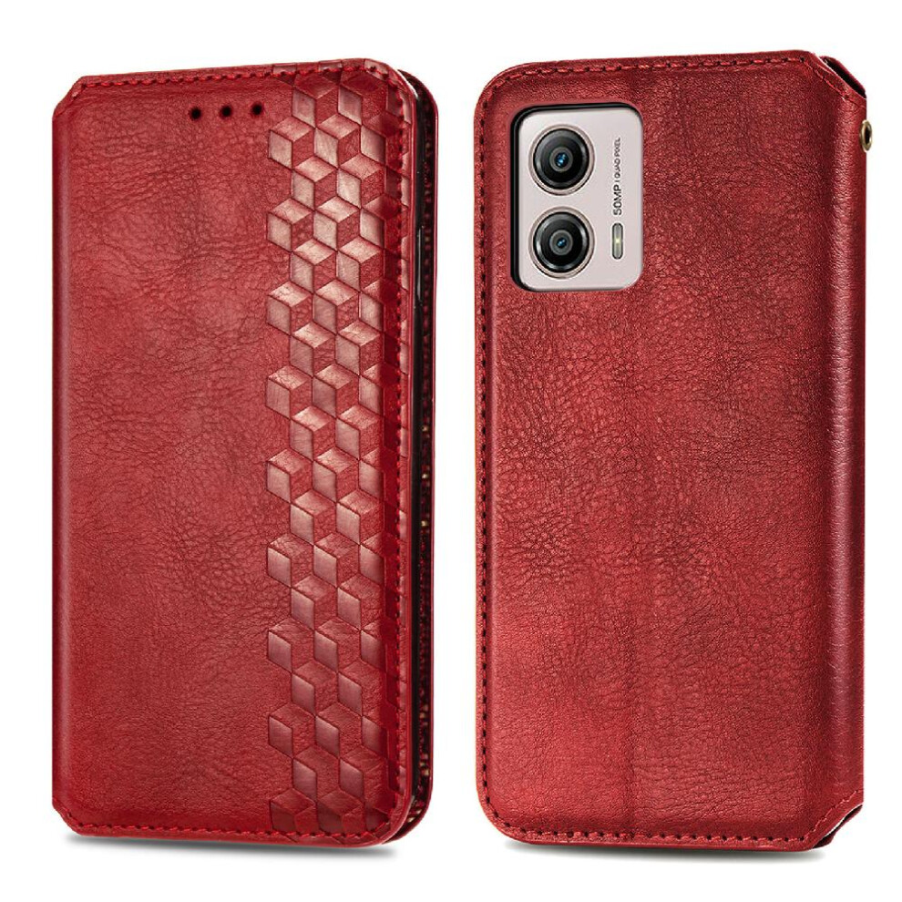 (Red) Case For Motorola Moto G53 5G Flip Cover Wallet Function Exquisite Business Leather Case Fashion Design Red 764762575427
