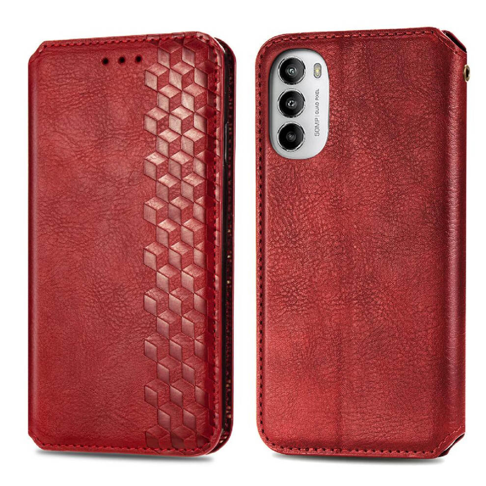 (Red) Case For Motorola Moto G82 Flip Cover Exquisite Business Leather Case Wallet Function Fashion Design Red 764762574833