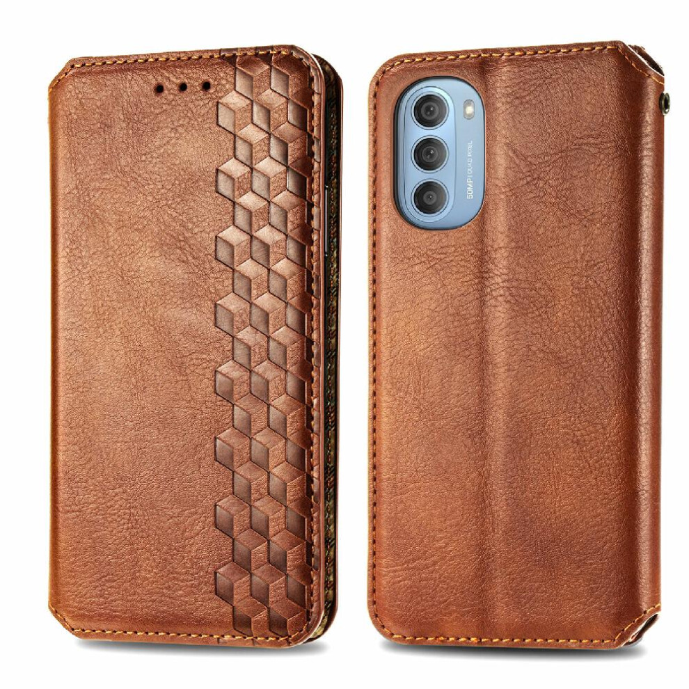 (Brown) Case For Motorola Moto G51 Exquisite Business Flip Cover Wallet Function Leather Case Fashion Design Brown 764762575465