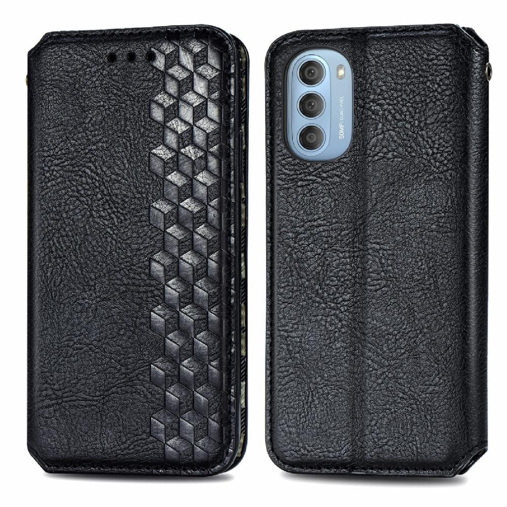(Black) Case For Motorola Moto G51 Exquisite Business Flip Cover Wallet Function Leather Case Fashion Design Black 764762575434