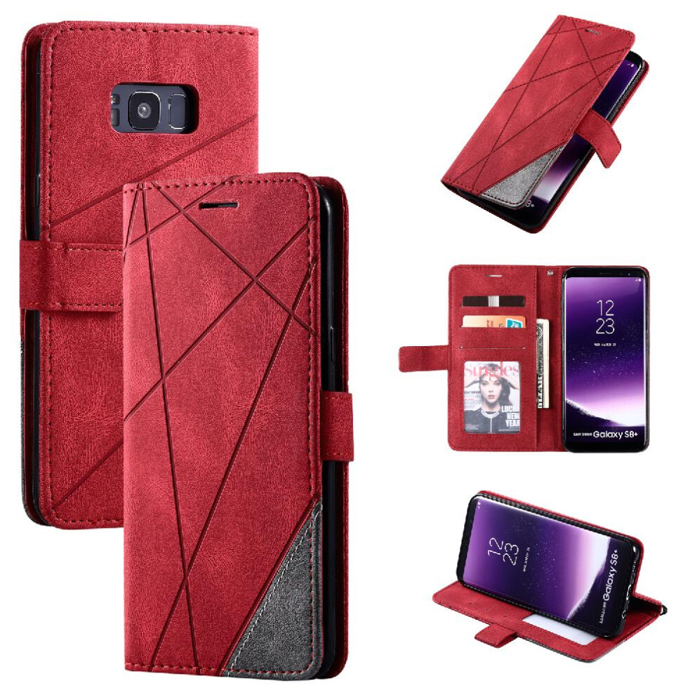(Red) Case For Samsung Galaxy S8 Plus Shockproof Card Holder Kickstand Magnetic Wallet Flip Folio Pu Leather Red 764762575557