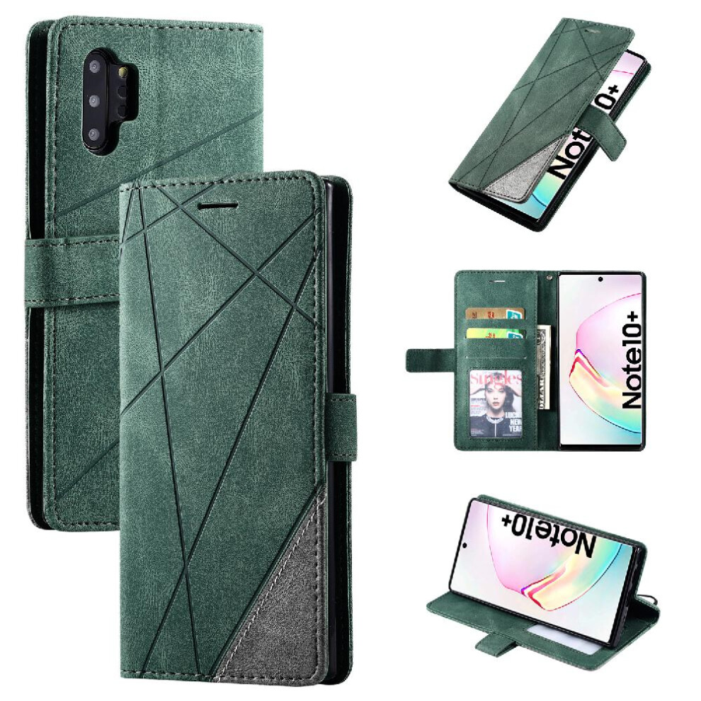 (Green) Case For Samsung Galaxy Note 10 Plus Shockproof Pu Leather Card Holder Kickstand Wallet Flip Folio Magnetic Green 764762575946