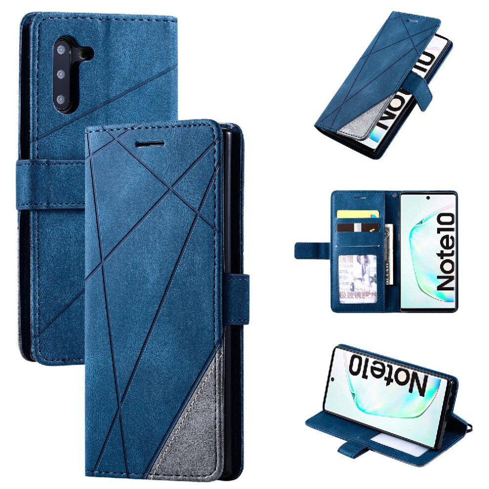 (Blue) Case For Samsung Galaxy Note 10 Magnetic Pu Leather Card Holder Kickstand Shockproof Wallet Flip Folio Blue 764762576172