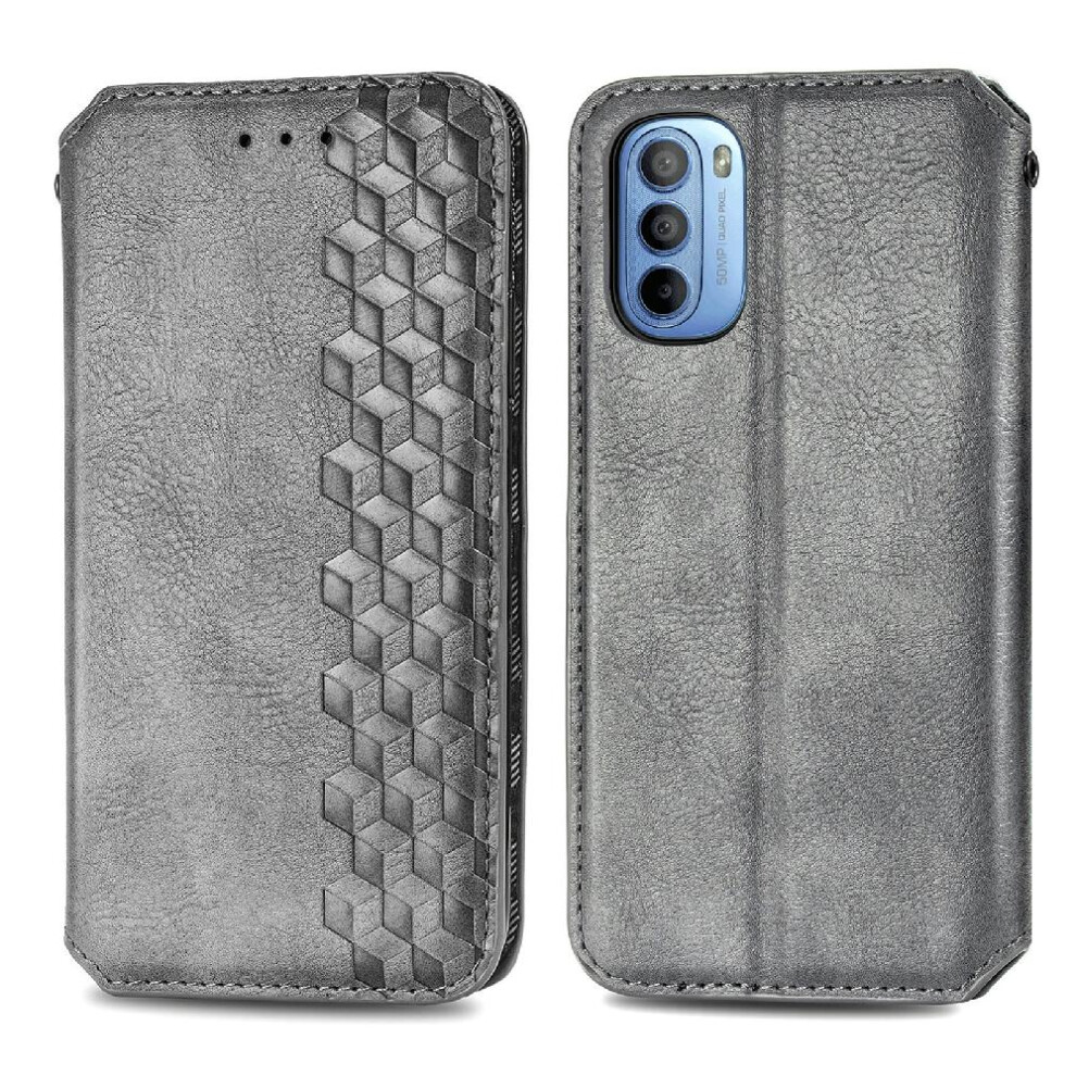 ( ) Case For Motorola Moto G31 Flip Cover Wallet Function Leather Case Fashion Design Exquisite Business Gray 764762576158