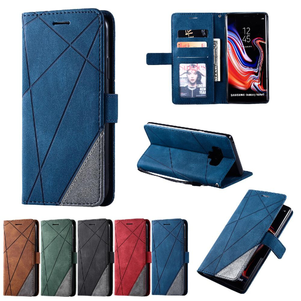 (Blue) Case For Samsung Galaxy Note 9 Magnetic Card Holder Kickstand Shockproof Wallet Flip Folio Pu Leather Blue 764762576288