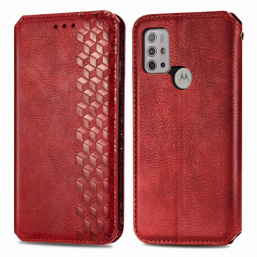 (Red) Case For Motorola Moto G30 Wallet Function Exquisite Business Flip Cover Fashion Design Leather Case Red 764762576271