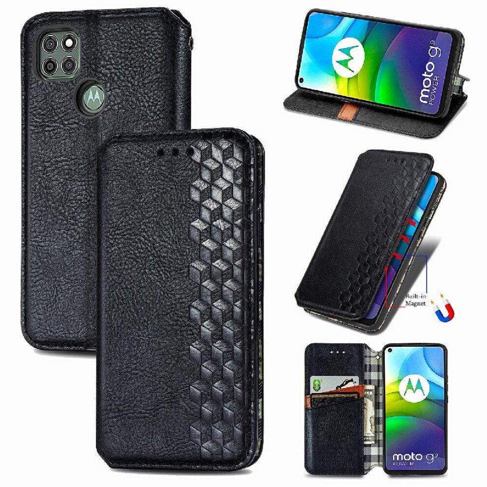 (Black) Case For Motorola Moto G9 Power Flip Cover Leather Case Wallet Function Fashion Design Exquisite Business Black 764762576332