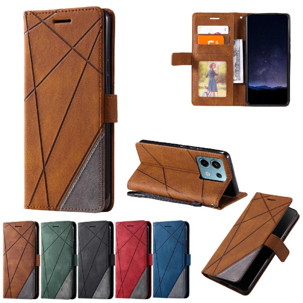 (Brown) Case For Xiaomi Poco X6 Magnetic Shockproof Wallet Flip Folio Card Holder Kickstand Pu Leather Brown 764762576486