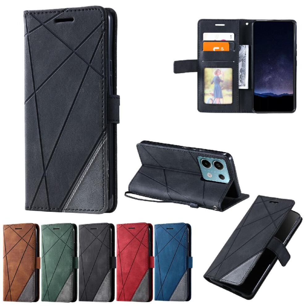 (Black) Case For Xiaomi Poco X6 Magnetic Shockproof Wallet Flip Folio Card Holder Kickstand Pu Leather Black 764762576462
