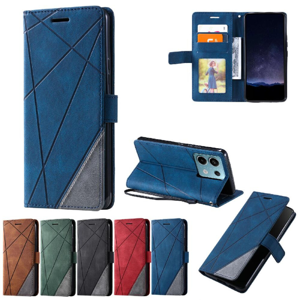 (Blue) Case For Xiaomi Poco X6 Magnetic Shockproof Wallet Flip Folio Card Holder Kickstand Pu Leather Blue 764762576448
