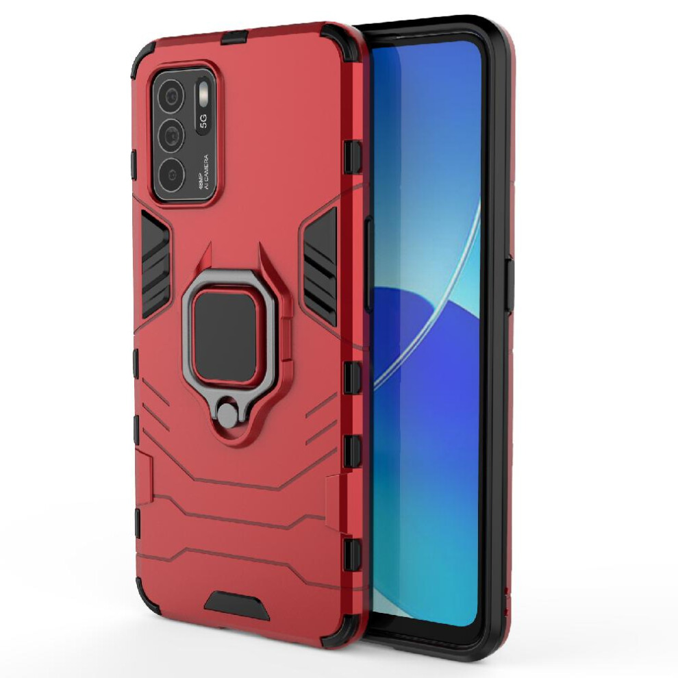 (Red) Case For Oppo Reno 6Z Military Drop Protection Shockproof Cover Kickstand 360Rotating Ring Red 764762576707