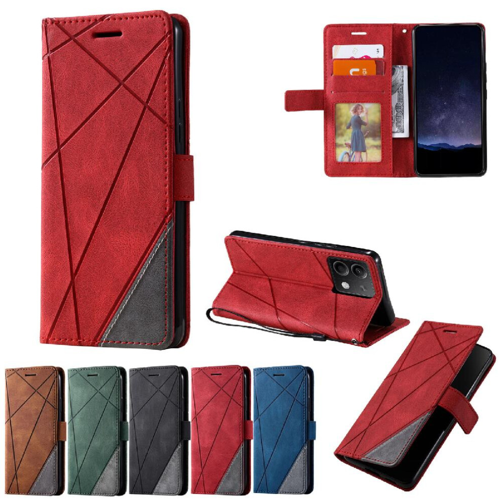 (Red) Case For Xiaomi Mi Note 13 5G Wallet Flip Folio Magnetic Card Holder Kickstand Shockproof Pu Leather Red 764762576554