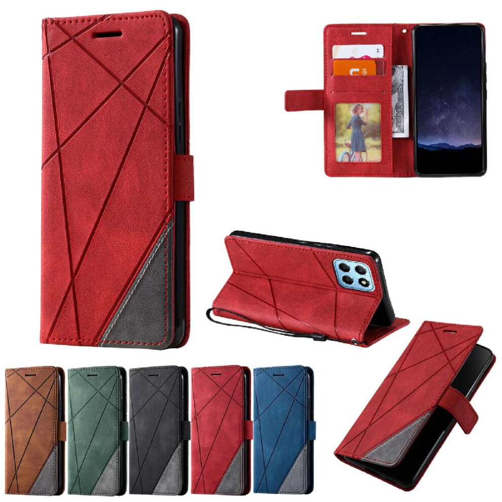 (Red) Case For Honor 70 Lite Magnetic Shockproof Card Holder Kickstand Pu Leather Wallet Flip Folio Red 764762576738