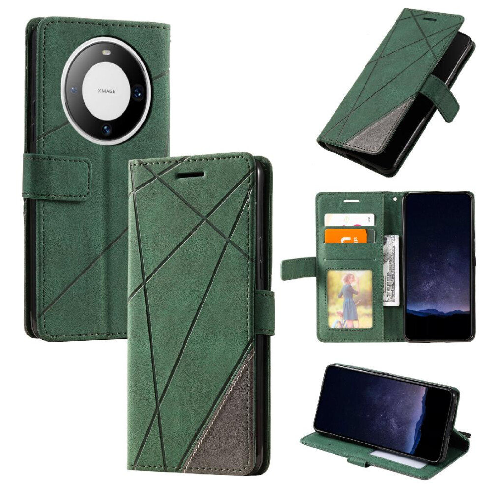 (Green) Case For Huawei Mate 60 Magnetic Card Holder Kickstand Shockproof Pu Leather Wallet Flip Folio Green 764762577049