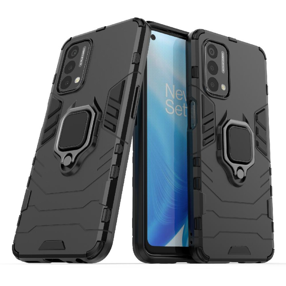 (Black) Case For Oneplus Nord N200 5G Kickstand Military Drop Protection Shockproof Cover 360Rotating Ring Black 764762577254