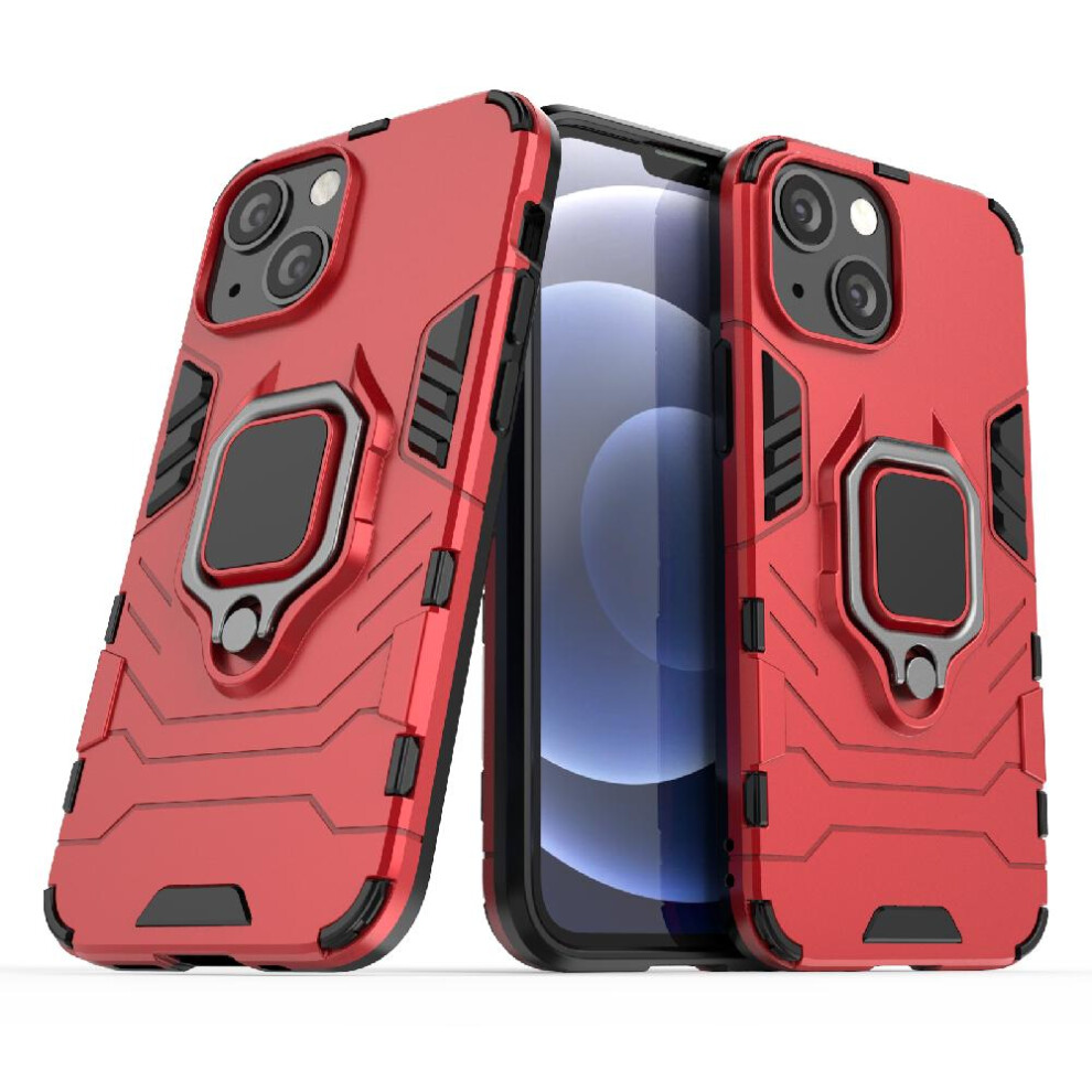 Gangxun (Red) Case For Iphone 14 Military Drop Protection Shockproof Cover 360Rotating Ring Kickstand Red