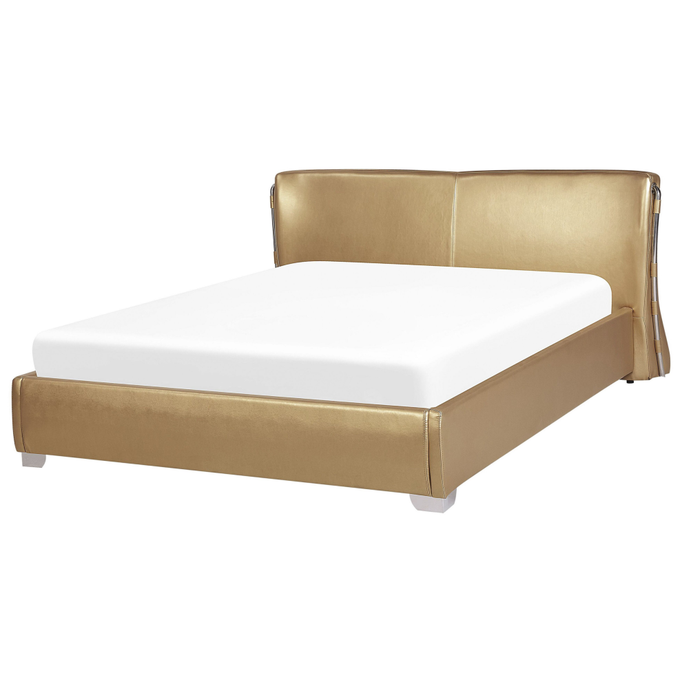 Bed Leather PARIS 160 x 200 cm (EU King Size) Gold