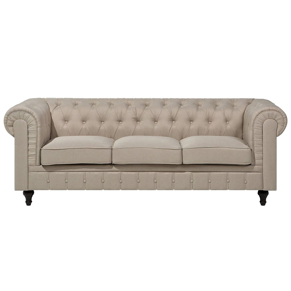 Sofa CHESTERFIELD Fabric Beige 3 Seater
