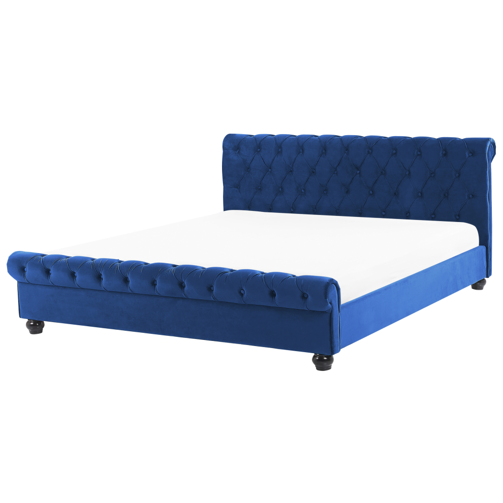 Bed Velvet AVALLON 180 x 200 cm (EU Super King) Navy Blue