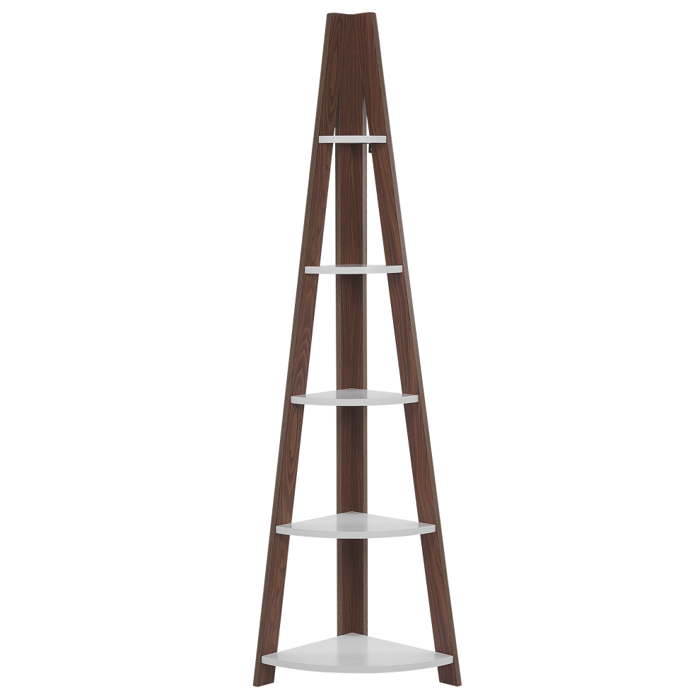 Corner 5 Tier Bookcase MOBILE SOLO 175 cm Brown/ White
