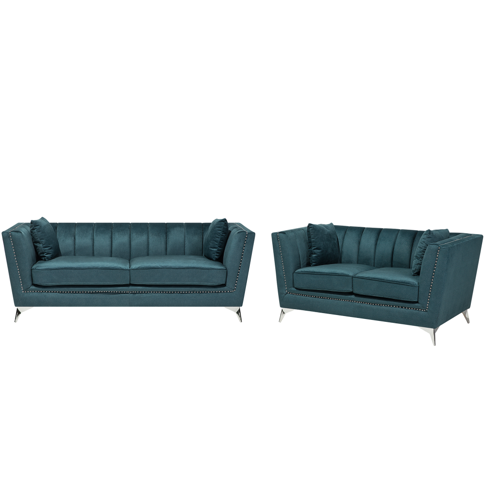 Living Room Set GAULA Velvet Teal 5 Seater