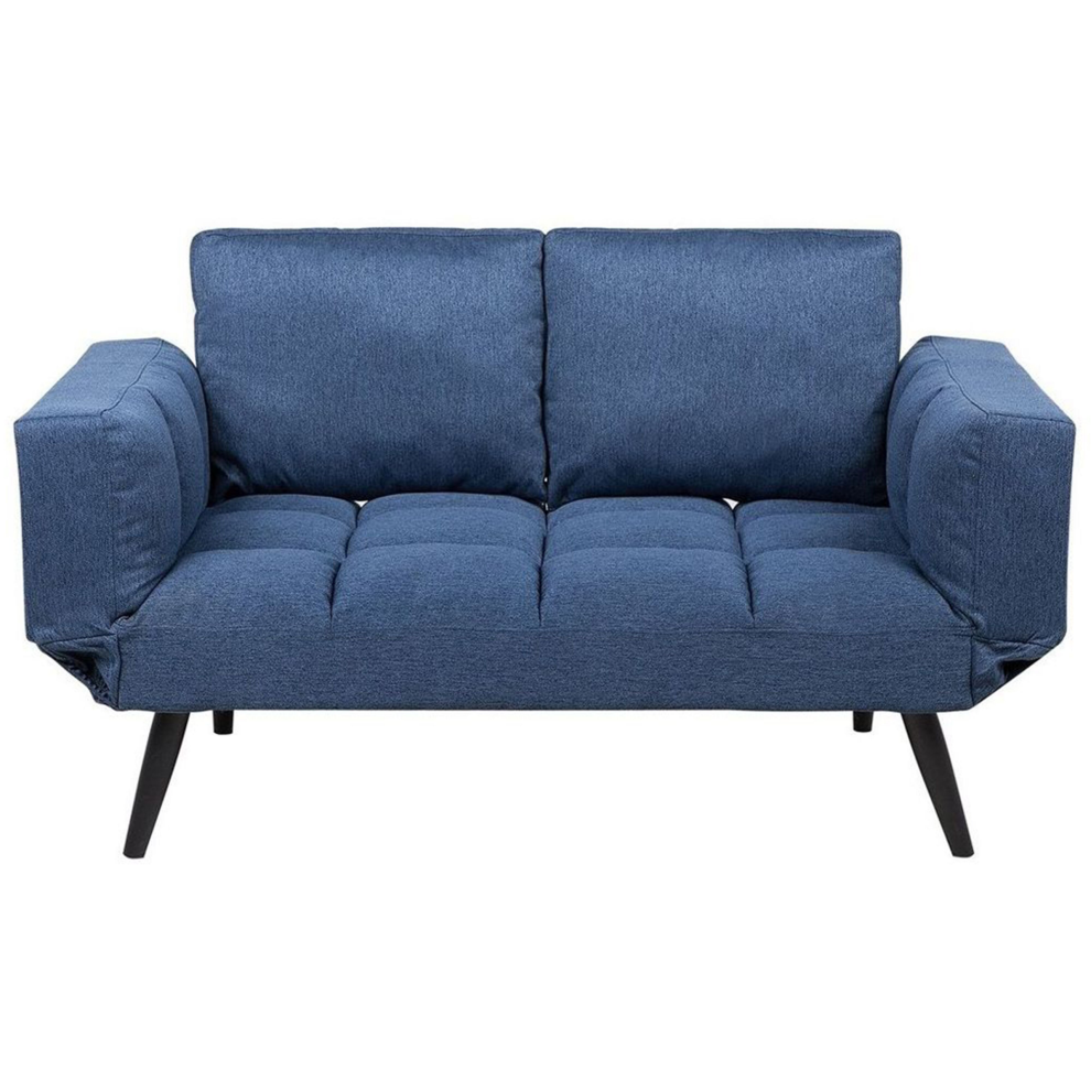 Sofa Bed 2 Seater BREKKE Fabric Navy Blue