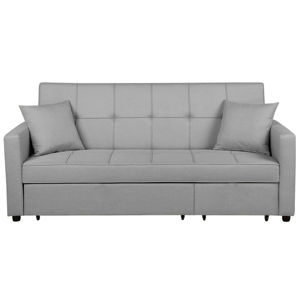 Sofa Bed GLOMMA Fabric Light Grey 3 Seater