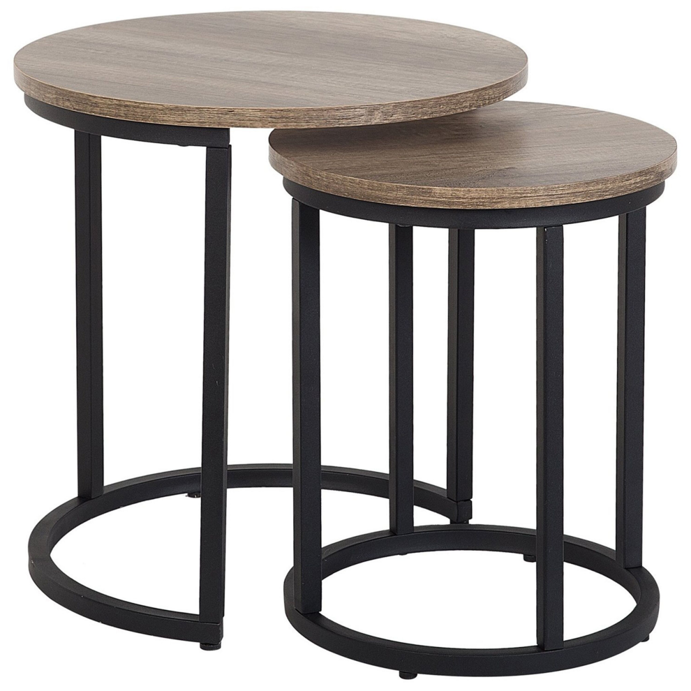 Set of 2 Side Tables DIXIE Brown