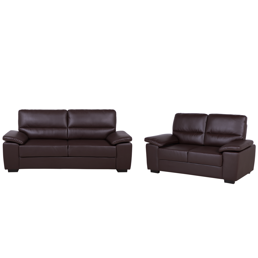 Living Room Set VOGAR Faux Leather Dark Brown 5 Seater