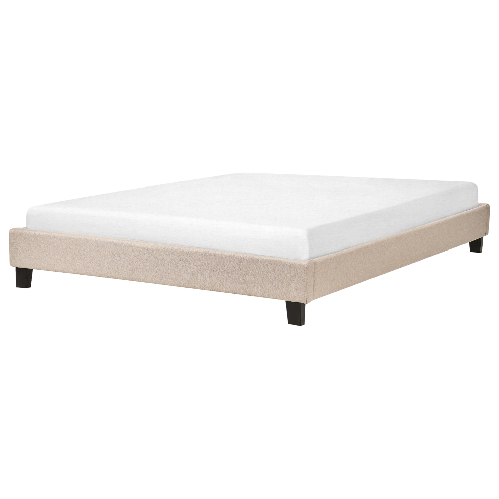 Bed without Headboard Fabric ROANNE 160 x 200 cm (EU King Size) Beige