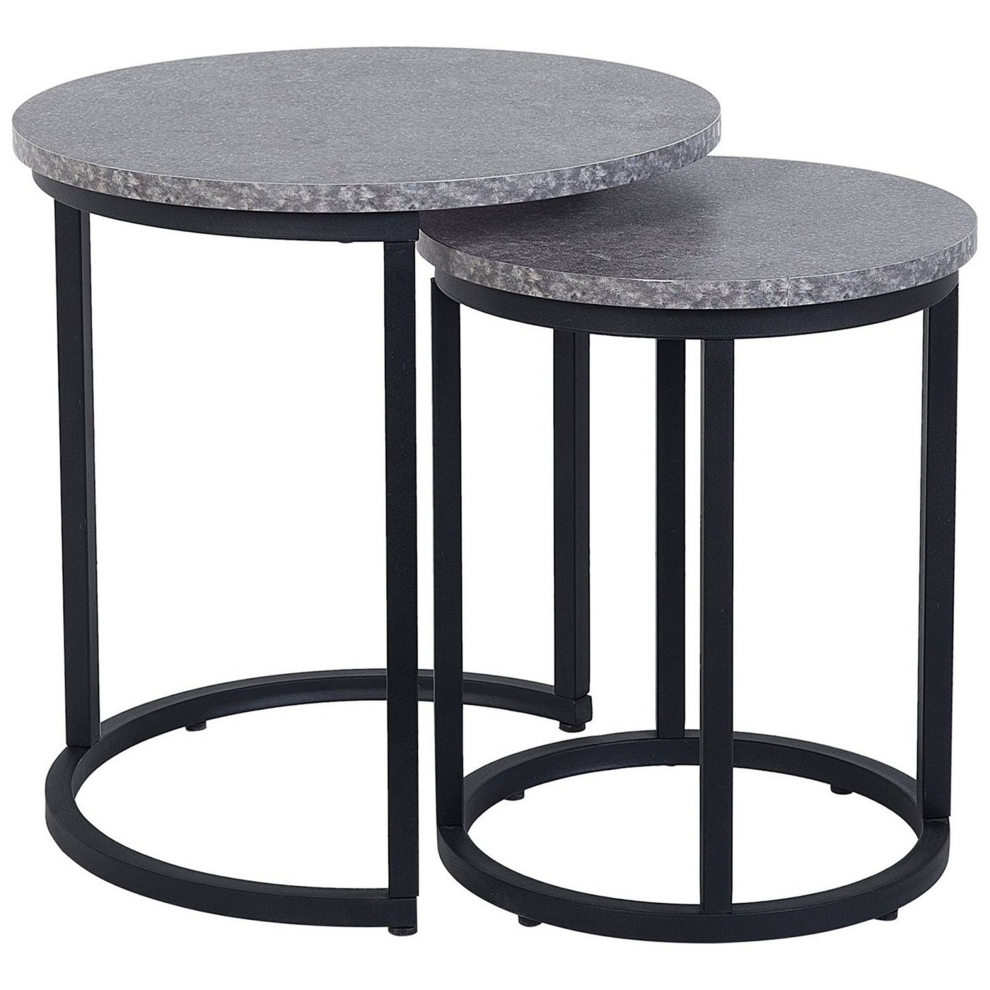Set of 2 Side Tables DIXIE Grey Concrete Effect