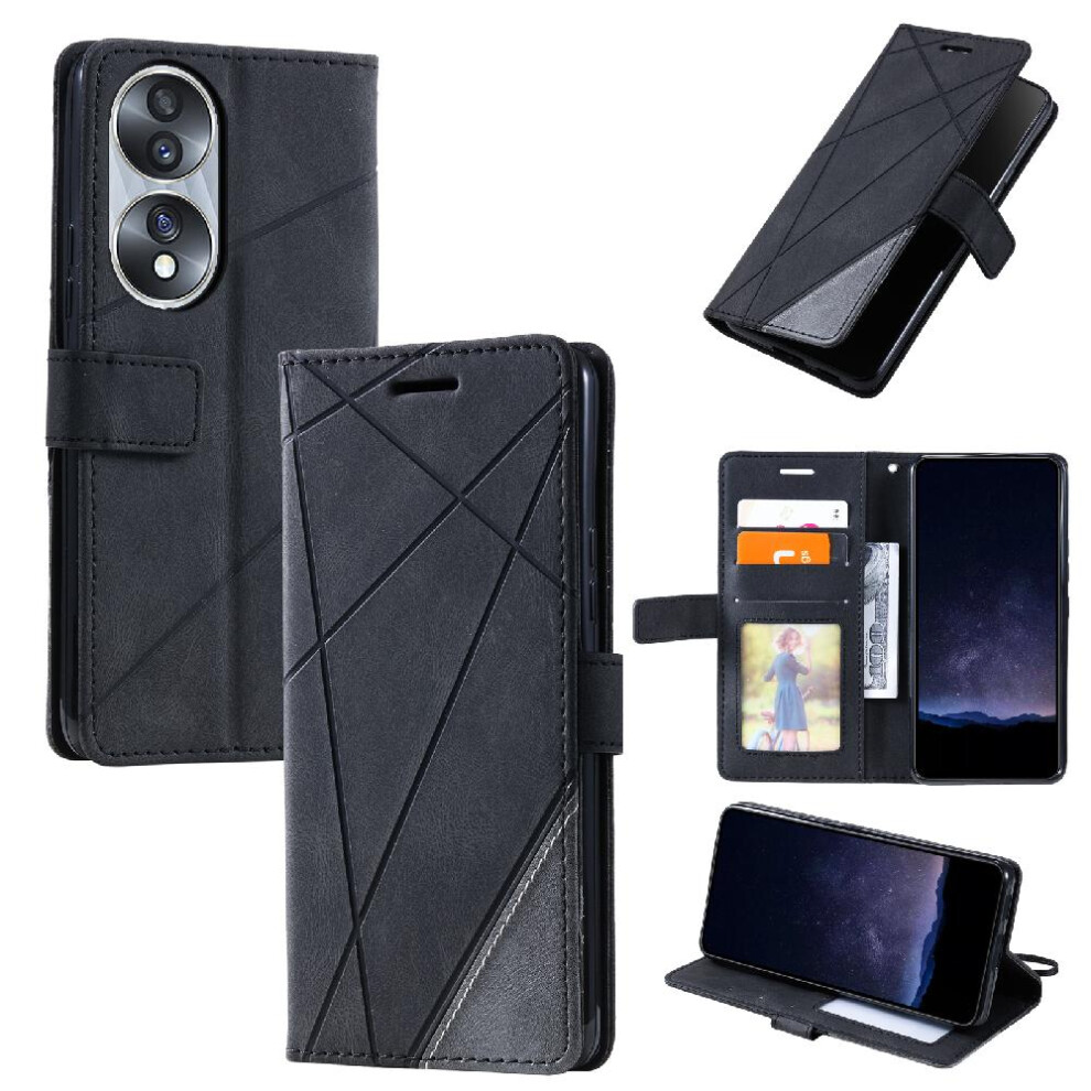 (Black) Case For Honor 70 Shockproof Magnetic Pu Leather Wallet Flip Folio Card Holder Kickstand Black 764762577940