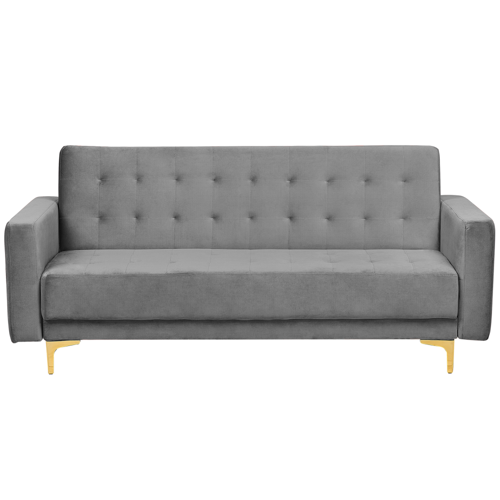 Sofa Bed ABERDEEN Velvet Grey 3 Seater