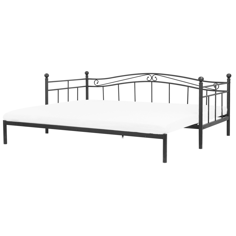 Trundle Bed Metal TULLE 90 x 200 cm (EU Single) Black